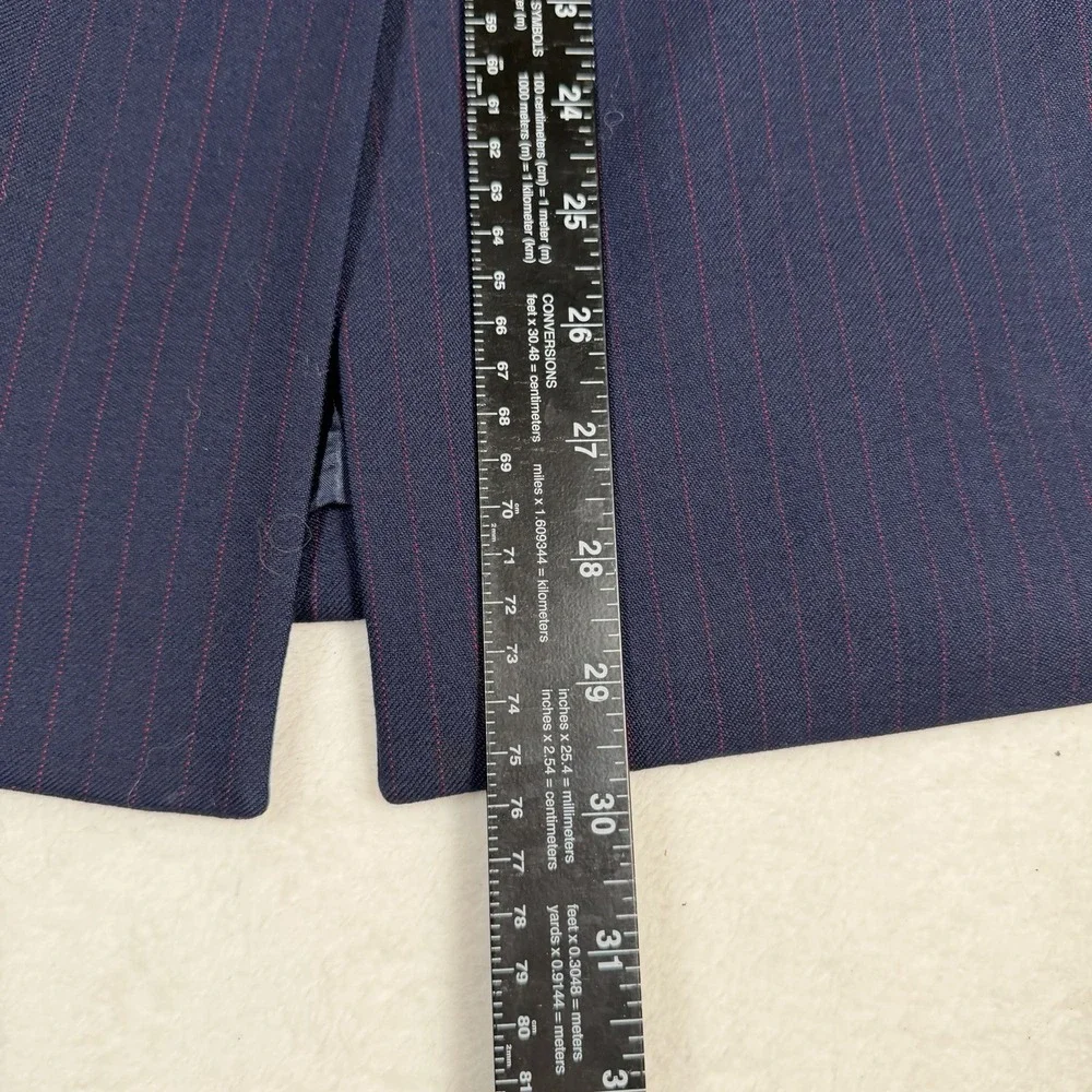 Vintage Pendleton Womens Size 16 Navy Red Pinstripe Wool Skirt Suit 2 Piece